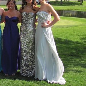 PROM DRESS Silver Sparkly Strapless Gown